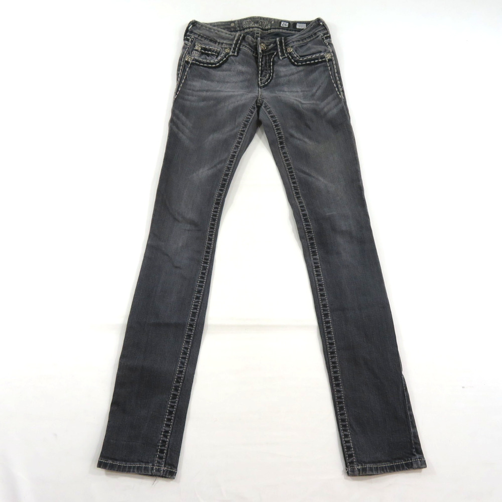 Miss Me Jeans Skinny Gray 26 Measured: 26x33 The Buckle